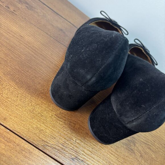 Talbots Isa Cut Out Pumps Black Suede Block Heel Size 8.5 Bows Classic Old Money - Picture 5 of 12